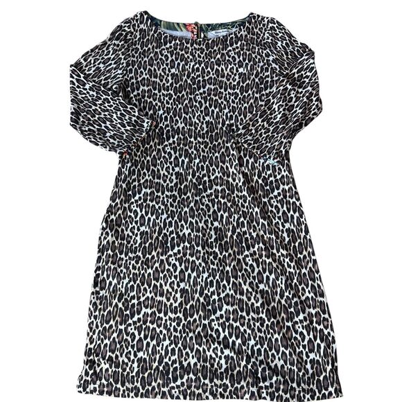 Tommy Bahama Women’s Darcy Cats Meow Shift Dress Large 3/4 Sleeves Animal Print - Picture 1 of 9